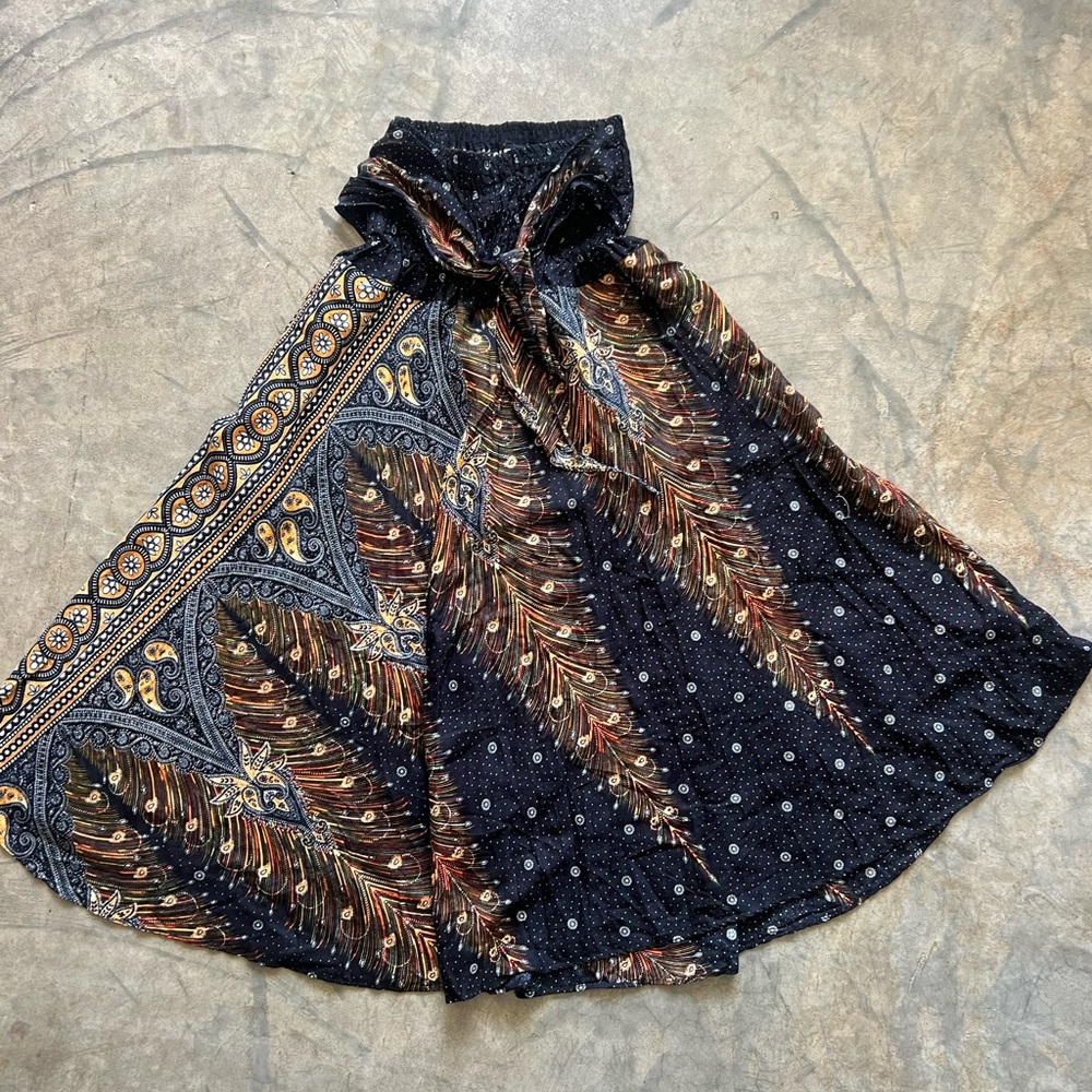 Funky Boho Multi-Color Design Full A-Line Skirt